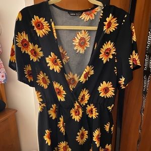 Navy sunflower romper